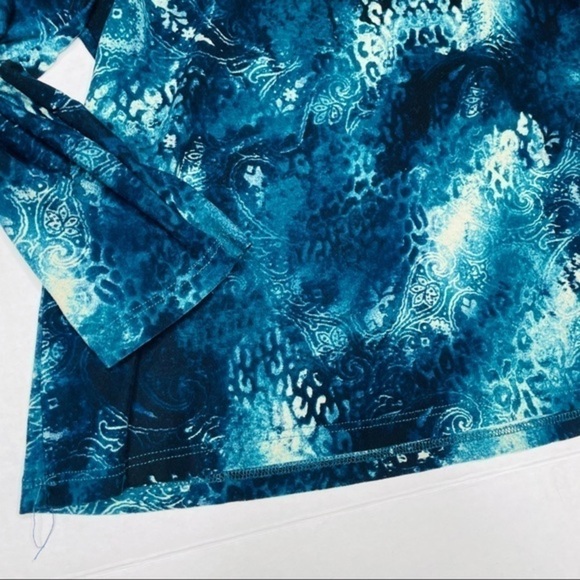 𝅺susan Lawrence Deep Teal Patterned Women’s Top - Picture 2 of 5